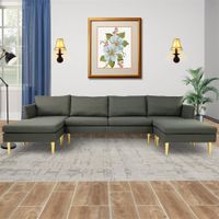 Modern Convertible sectional Polyester sofa. - 122" x60.6"x 33.5"H - Green