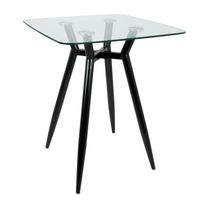 Carson Carrington Valbyte Mid-Century Modern Square Counter Table - N/A - Clear Glass/Black Metal