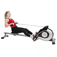Sunny Health & Fitness Full Motion Rowing Machine with Digital Monitor, Extra-Long Slide Rail, 8 Level Adjustable Magnetic Resistance, 250 LB Weight Capacity, Non-Slip Pedals, Low-Impact Body Workout