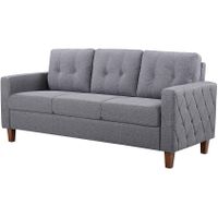 Gabrielo 76.8'' Linen Square Arm Sofa - Dark Grey