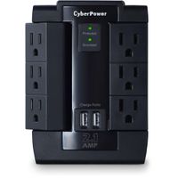 CyberPower 6 Outlet 2 USB Surge Protector - Black