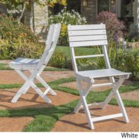 Positano Outdoor Acacia Wood Folding Dining Chair (Set of 2) by Christopher Knight Home - White