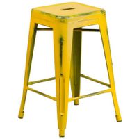 Flash Furniture 24'' High Backless Distressed Metal Indoor-Outdoor Counter Height Stool Multiple Colors