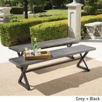 Rolando Outdoor Aluminum Dining Bench (Set of 2) by Christopher Knight Home - Grey