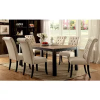 Transitional Wood 7-Piece Dining Set in Beige and Black