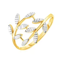 14k Two Tone Gold Crossover Ring with Te...