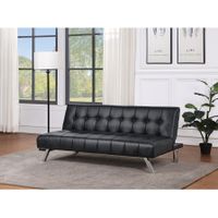Sawyer Futon with Stainless Steel Legs - Black Faux Leather
