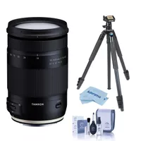 Tamron 18-400mm f/3.5-6.3 Di II VC HLD Lens for Nikon F, Bundle with Vanguard Vesta 203AGH Aluminum Tripod with GH-45 Pistol Grip Head, Cleaning Kit, Cleaning Cloth
