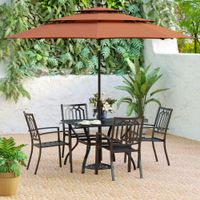 E-Coating Dining Set Metal Outdoor Patio Dining Set (Set of 5) - WithUmbrella-Red
