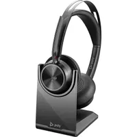 Polycom Voyager Focus 2 UC Bluetooth Active Noise Cancelling USB-C Stereo On-Ear Headset with Charge Stand, Microsoft Teams Certified