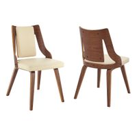 Aniston Faux Leather and Wood Dining Chairs - Set of 2 - Ivory
