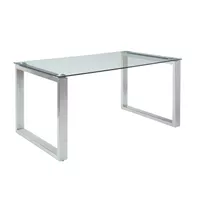 ACME Abraham Dining Table, Clear Glass & Chrome Finish