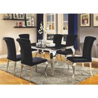 Coaster Furniture Carone Chrome and Black Rectangular Dining Table - Black