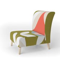 Designart "Retro Botanical Pattern I" Upholstered Mid-Century Accent Chair - Arm Chair - Slipper Chair