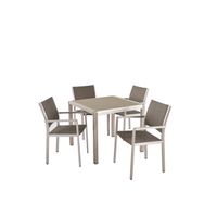 Cape Coral Outdoor 4-Seater Aluminum and Tempered Glass Dining Set by Christopher Knight Home - Silver + Gray
