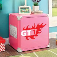 Feln Modern Pink Metal 2-Shelf Racing-inspired Decal Nightstand by Furniture of America - Pink