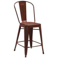 Flash Furniture 24'' High Distressed Metal Indoor-Outdoor Counter Height Stool with Back Multiple Colors