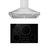2 Piece Kitchen Package with 30" Induction Cooktop & 30" Ducted Wall Mount Range Hood - Silver