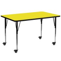 22.37-30.5-Inch Height-adjustable Laminate Mobile Table - Yellow
