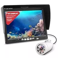 7'' Portable LCD Monitor Underwater Fishing Camera, 1000TVL Camera with 12pcs Infrared Lights, Equipped with Carrying Case White