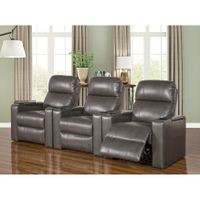 Abbyson Rider Leather Theater Power Recliner - Grey - 3 Piece
