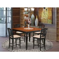 Black & Cherry Finish Natural Rubberwood 5-piece Dining Pub Set -Counter-height Square Table- 4 Chairs(Seat's Type Options) - CHEL5-BLK-C