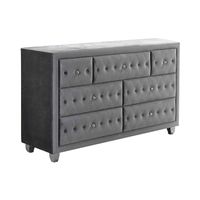 6 Drawers Fabric Upholstered Dresser in Grey - Grey