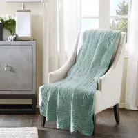Seafoam Tuscany Oversized Quilted Throw with Scalloped Edges 60x72"