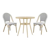 Ariel Modern 3-Piece Aluminum 32-inch Round Bistro Table and Chairs Set by Furniture of America - Black