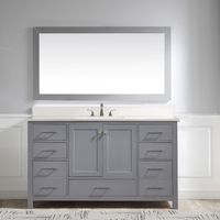 BATHLET 60 inch Quartz Top Single Sink Bathroom Vanity Set - Grey Vanity