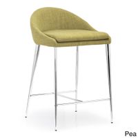 Reykjavik Fabric and Chromed Steel Counter Chair (Set of 2) - Pea