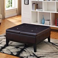 WYNDENHALL Lancaster Square Coffee Table Ottoman and Split-lift Lid - Dark Brown