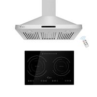2 Piece Kitchen Package with 20.5" Induction Cooktop & 30" Ducted Wall Mount Range Hood - Black