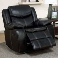 Furniture of America Bram Transitional Black Leatherette Recliner - Black