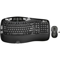 Logitech - MK550 Ergonomic Full-size Wireless Alkaline Wave Keyboard and Mouse Bundle - Black