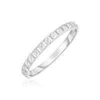 14k White Gold Ring with Bead Texture (Size 7)