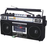 Supersonic Retro 4-Band Radio and Cassette Player with Bluetooth - Black
