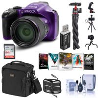 Minolta MN67Z 20MP Full HD Wi-Fi Bridge Camera with 67x Optical Zoom, Purple Essential Bundle with Bag, 64GB SD Card, Octopus Tripod, Corel PC Software Pack and Accessories
