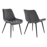 Loralie Faux Leather and Black Metal Dining Chairs - Set of 2 - Grey