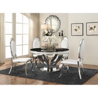Coaster Furniture Anchorage Chrome and Black Round Dining Table - Black