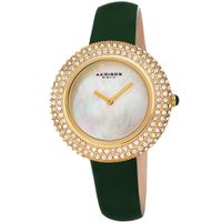 Akribos XXIV Ladies Crystal Swarovski Studded Fashion Leather Strap Watch - Grass Green