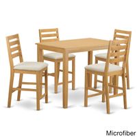 5-Piece Dining Room Pub Set Includes a Modern Dining Table and Dining Room Chairs - Oak Finish (Seat's Type Options) - N/A - YACF5-OAK-C