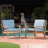 Peyton Outdoor Wooden Club Chair (Set of 2) by Christopher Knight Home - Blue
