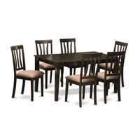 7-piece Dining Set Contains Rectangle Table and 6 Kitchen Chairs - Cappuccino Finish (Seat's Type Options) - CAAN7-CAP-C