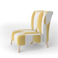 Designart "Gold And White Geometric Pattern I" Upholstered Mid-Century Accent Chair - Arm Chair - Slipper Chair