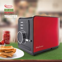 Red metallic 2 slice multifunction toaster - Red