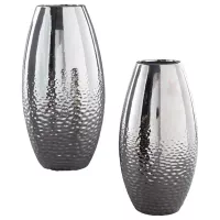 Silver Finish Dinesh Vase Set (2/CN)