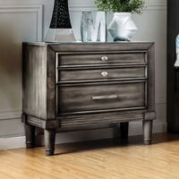 Finely Designed Wooden Night stand with drawers, gray - 3-drawer