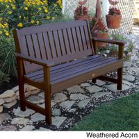 Highwood Lehigh 4-foot Eco-friendly Marine-grade Synthetic Wood Garden Bench - Weathered Acorn