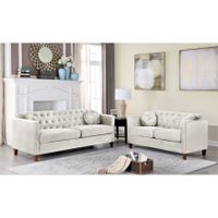 Lory velvet Kitts Classic Chesterfield Living room seat-Loveseat and Sofa - Beige